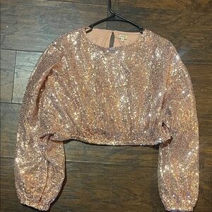 En Creme Shimmering  blouser Pink Sequin Top the color  like peach light color